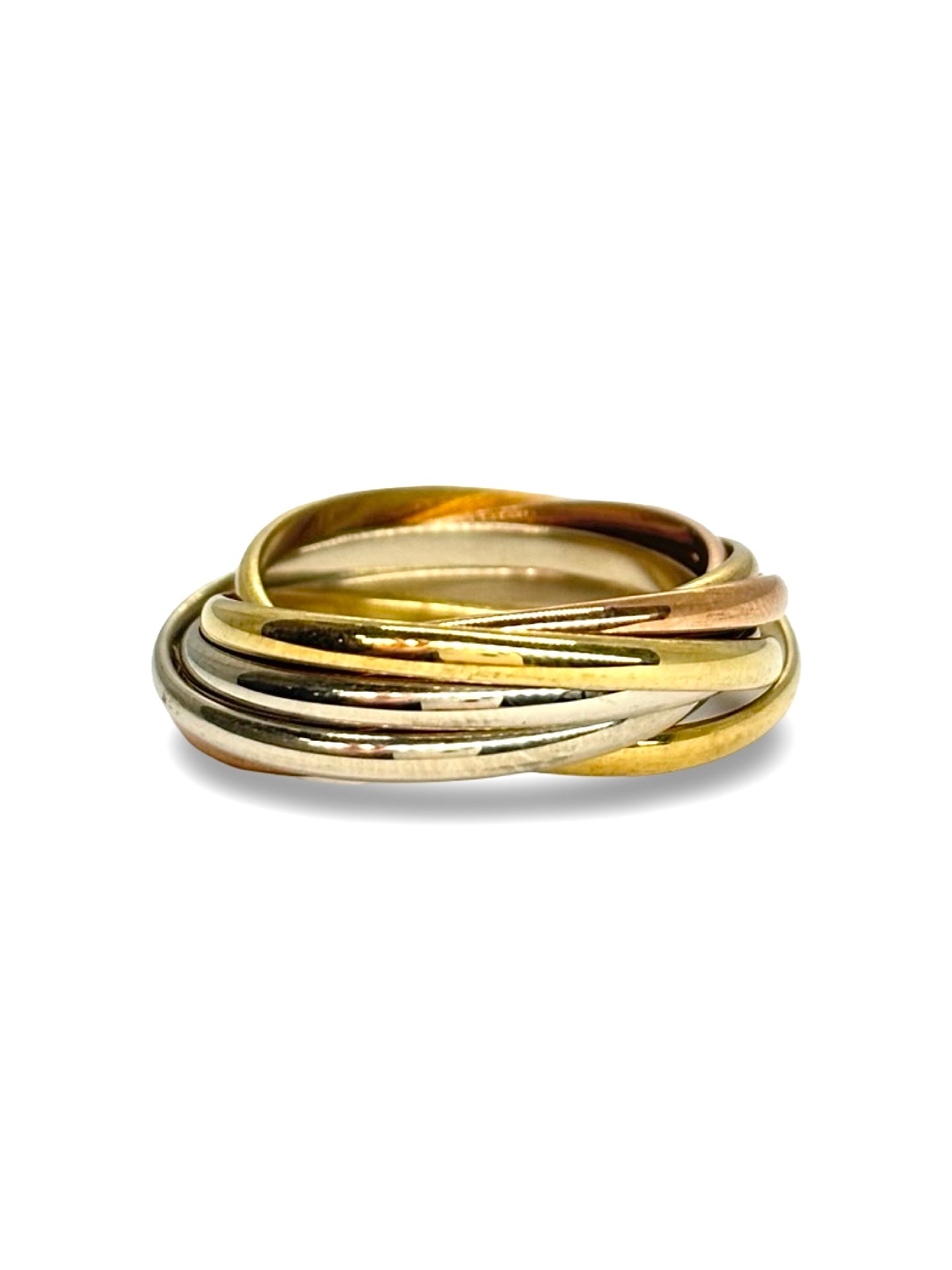 Bague Cartier Trinity Semainier en or 18 carats composée de plusieurs anneaux entrelacés au design iconique. Ce bijou de luxe allie élégance, symbolisme et savoir-faire joaillier. Appréciée pour ses lignes intemporelles et son style raffiné, cette bague Trinity Semainier constitue une pièce emblématique de la maison Cartier.