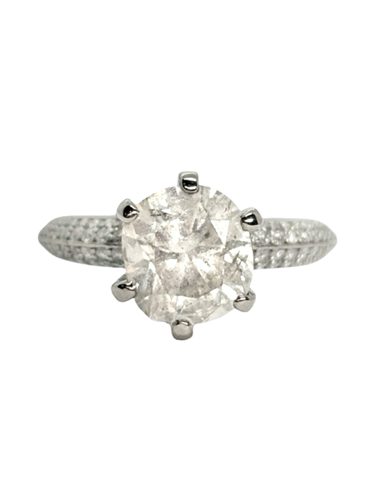 Bague solitaire or blanc 18K et diamants 3,03 ct