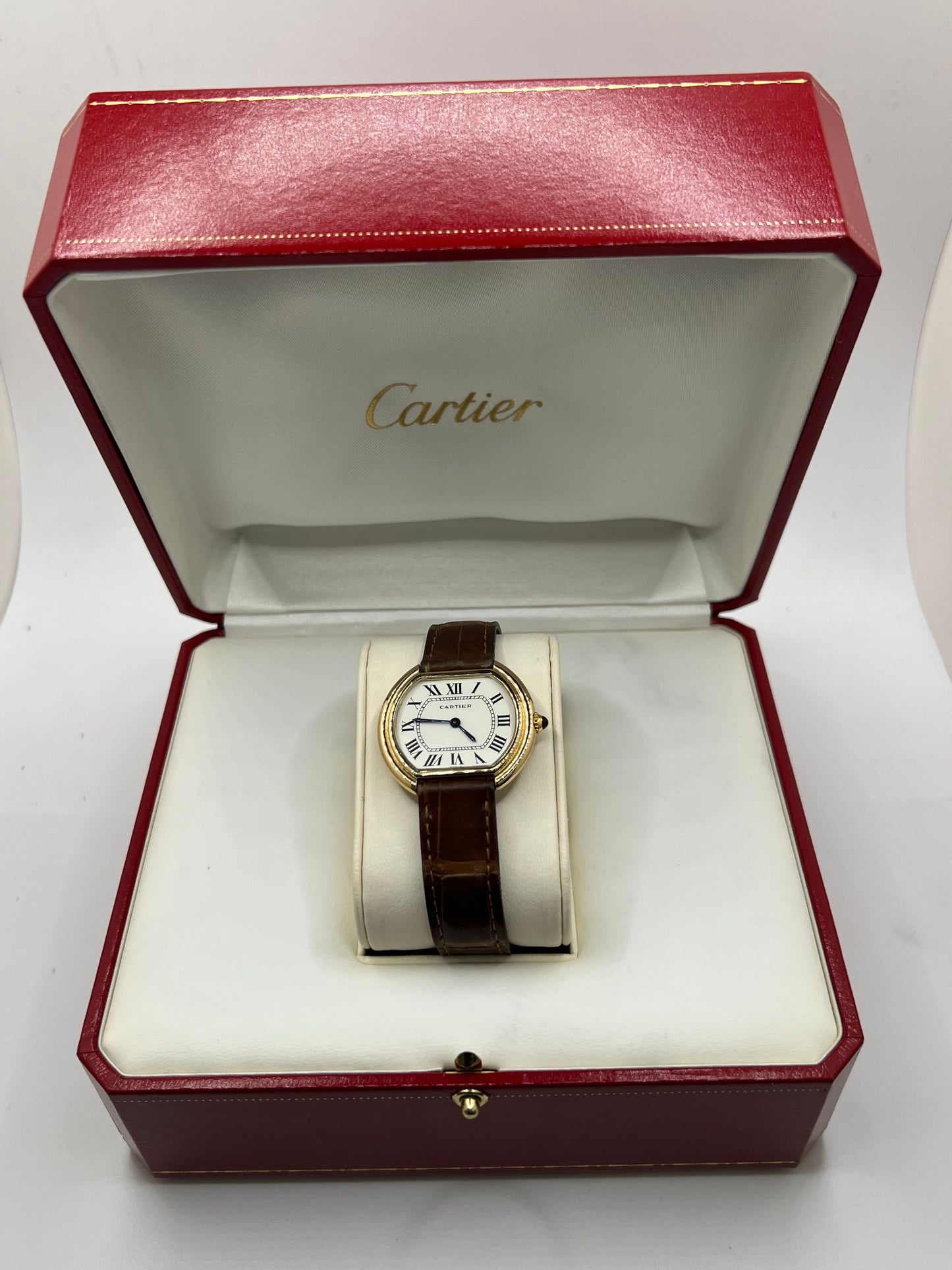 Découvrez la Cartier Ellipse Grand Modèle, une montre de luxe au design raffiné et aux dimensions généreuses. Ce modèle elliptique grand format incarne l’élégance et le savoir-faire de la maison Cartier. Idéal pour ceux qui recherchent une montre de caractère en version large.
