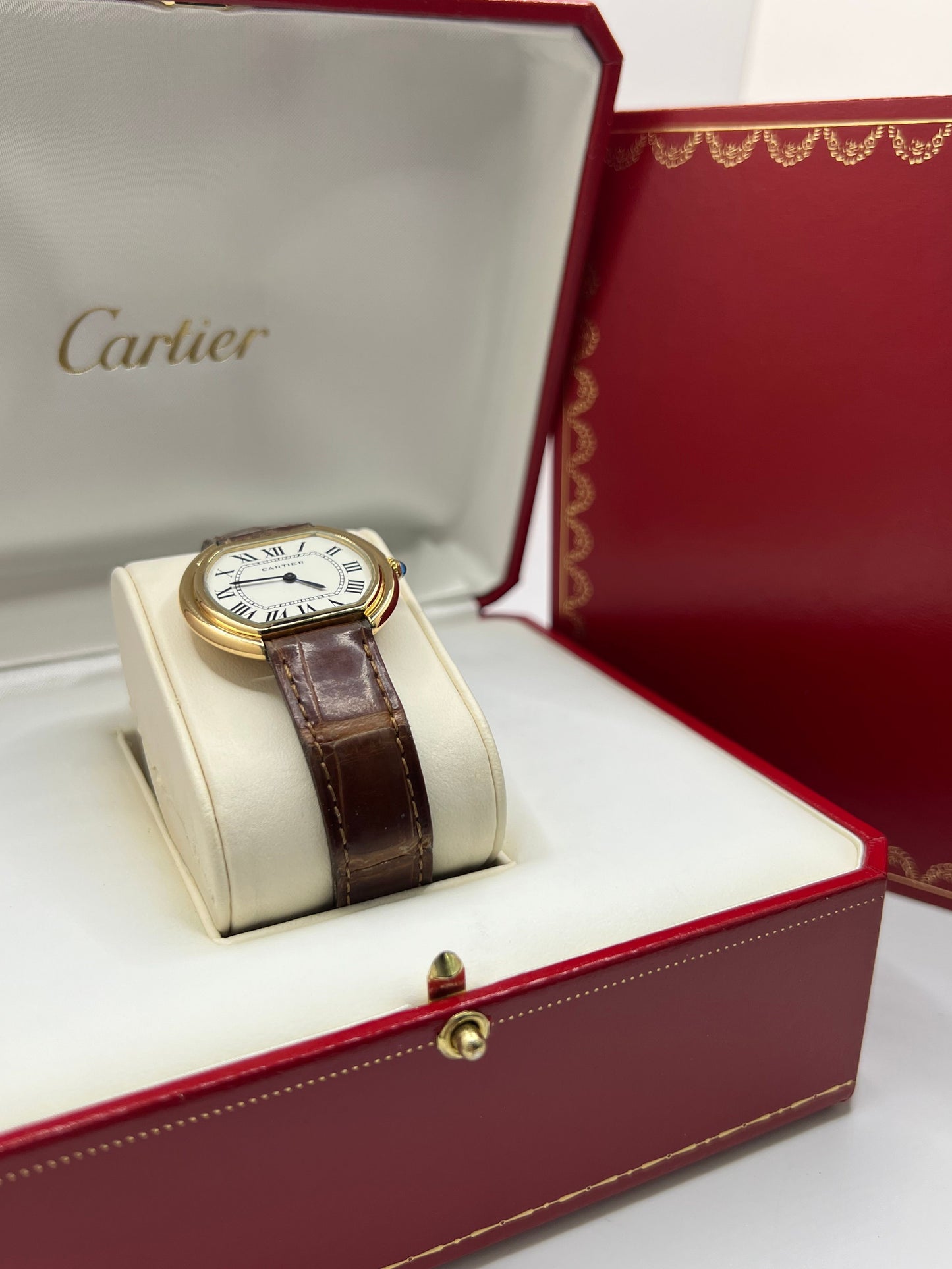 Découvrez la Cartier Ellipse Grand Modèle, une montre de luxe au design raffiné et aux dimensions généreuses. Ce modèle elliptique grand format incarne l’élégance et le savoir-faire de la maison Cartier. Idéal pour ceux qui recherchent une montre de caractère en version large.